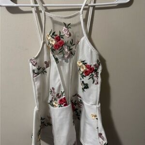 Floral Embroidered White Top